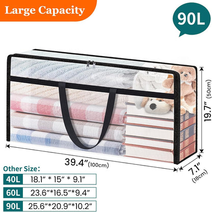 TasticTotes 6 Pack Clear Storage Bags for Comforter, Clothes & Bedding, 40L