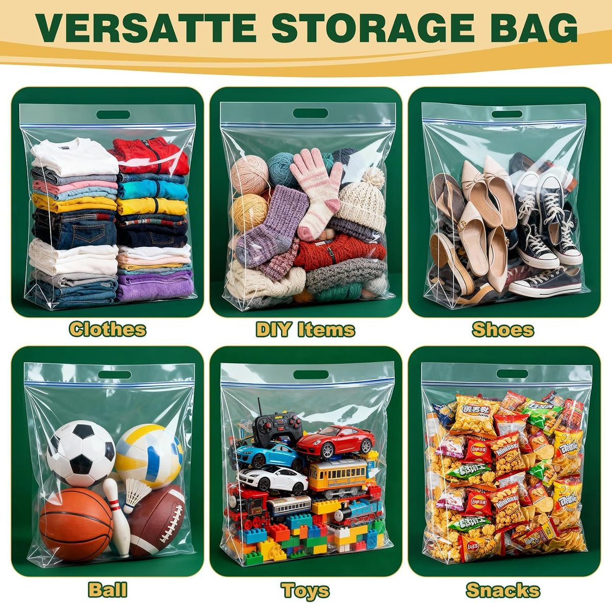 TUXIYA 20 PACK 25 Gallon Extra Large Storage Bags,35.5"x 24"x 7"Zipper Bags