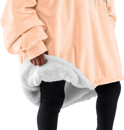 Bare Home Wearable Blanket Hoodie - Soft Plush Sherpa - Warm and Cozy - Oversized Wearable Blanket