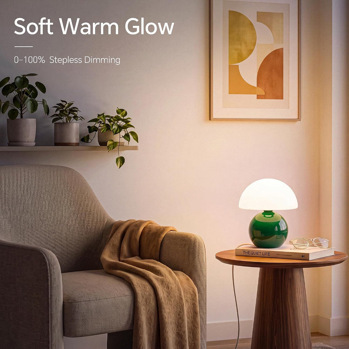 Dawnwake Mushroom Lamp Table Lamp for Bedroom-Small Desk Table Lamps,White