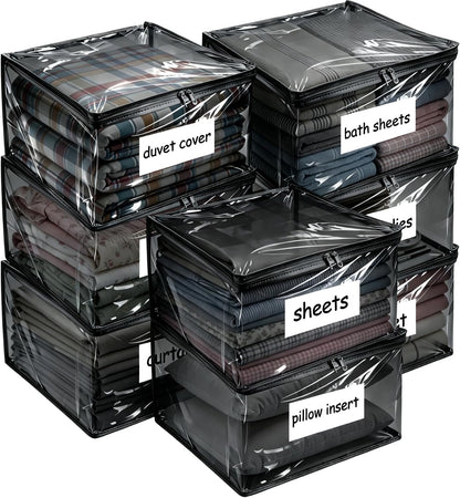 Plastic Storage Bags with Easy-Glide Zipper, Durable Clear Vinyl Zippered Storage Bags for Clothes Sweaters Comforters Blankets Sheets Bedding (15.7 x 13.8 x 3.9 Inch, Transparent White)