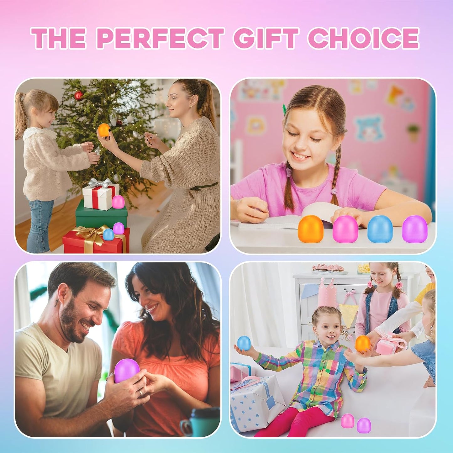 Stress Balls-Gumdrop Squishy Stress for Kids and Adults, Super Solid Squeeze Ball, Sensory for Stress Relief, Birthday, Easter Basket Stuffers and Party Favors (Blue)