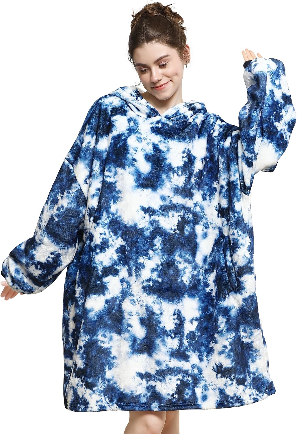 AmyHomie Wearable Blanket Hoodie for Adults & Teens,Oversized Sherpa Hooded Blanket,Warm Cozy Blanket Sweatshirt as Christmas Birthday Gifts for Women Men
