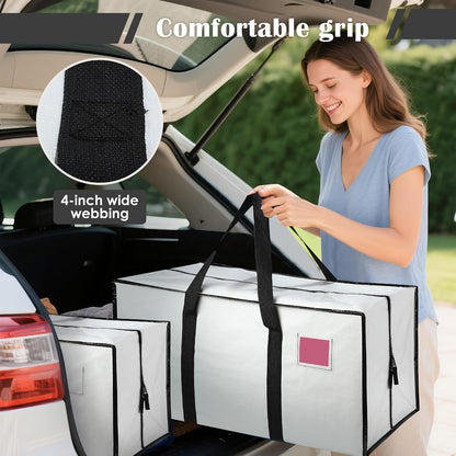 Moving Bags Heavy Duty 210GSM with Full-Open Side Zipper, 93L 220lbs Waterproof Foldable Storage Totes for College Dorm Move-In, Moving Boxes Alternative & Home Organization, Blue