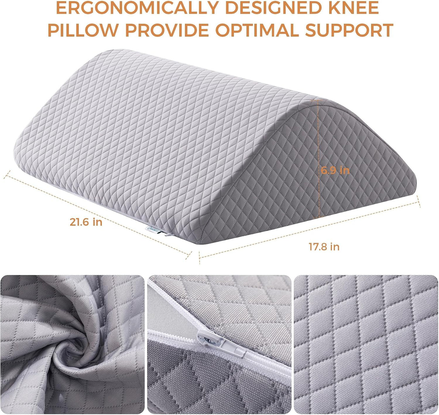 Knee Wedge Pillow for Post-Surgery Recovery-Leg Elevation Support for Sleep Position, Alleviating Lower Back & Hip Pain Enhancing Circulation in Ankles Legs Triangle Pillow with Removable Cover