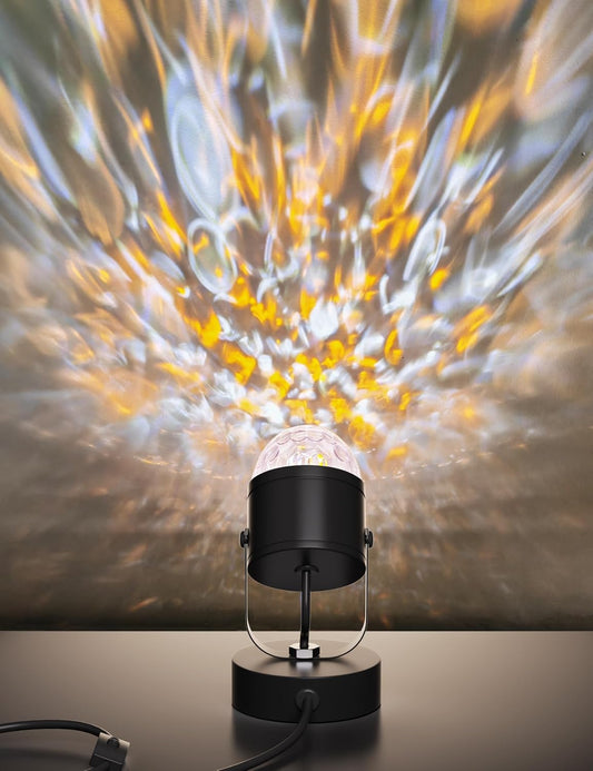 Joyzy Plug in Dynamic Ocean Wave Table Lamp Water Ripple Night Light Projector for Room Christmas Party Decoration Lighting Color Changing Ambient Lamp Vivid Water Wave Effect Lights Projection