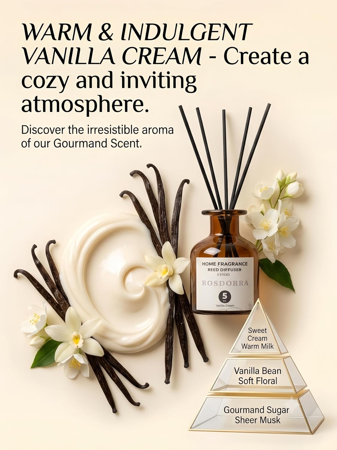Reed Diffuser Set, Bluebell Scent, 5 oz | Home Fragrance, 5 Sticks Included, Fresh wild floral notes; 90 days constant release;