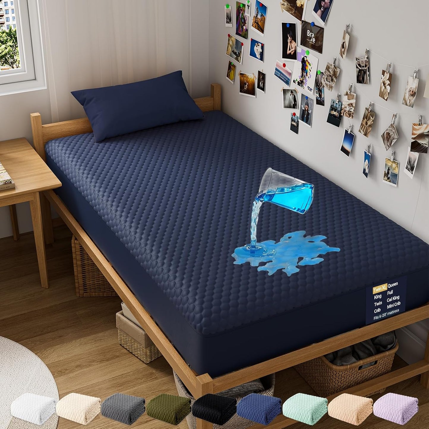 OhGeni 100% Waterproof Mattress Protector,Queen Size Premium Bamboo Mattress Pad,Pet Hair & Bedwetting Resistant,Cooling Breathable Fitted Sheets,Washable Bed Cover,Non-Slip Deep Pocket for Bedroom
