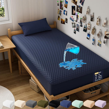OhGeni 100% Waterproof Mattress Protector,Queen Size Premium Bamboo Mattress Pad,Pet Hair & Bedwetting Resistant,Cooling Breathable Fitted Sheets,Washable Bed Cover,Non-Slip Deep Pocket for Bedroom