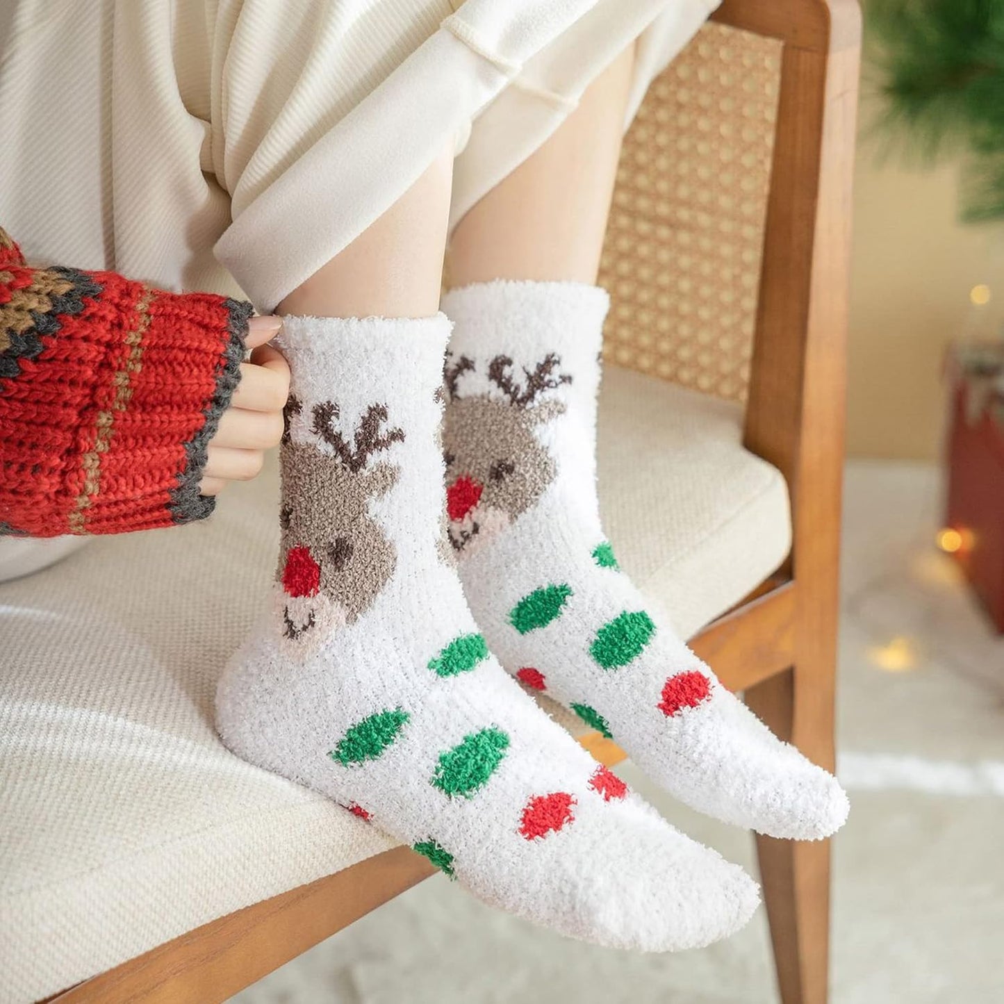 CHOWISH Womens Fuzzy Slipper Socks Super Soft Microfiber Fluffy Cozy Winter Warm Fuzzy Crew Socks