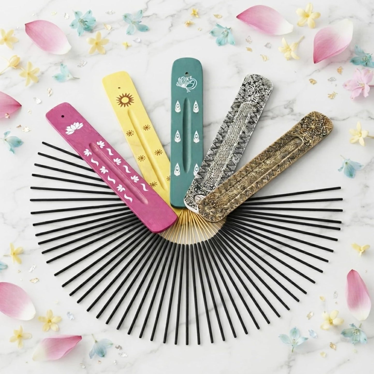 Hosley 320 Assorted Incense Sticks with Holder Eucalyptus, Fresh Bamboo, Lavender, Myrrh, Lavender Chamomile, Vanilla, Citrus, Dragon Blood Idea for Home, Wedding, Spa, Meditation & Aromatherapy