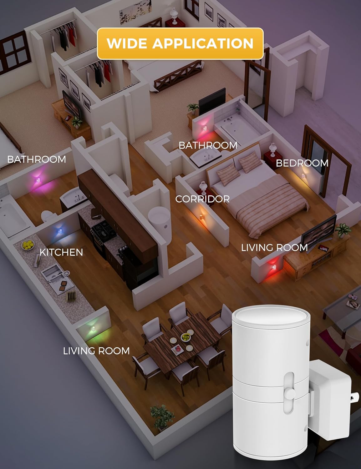 L LOHAS LED Night Light, Amber Nightlight, Dimmable Night Light 100LM, Light Sensor, Yellow Nightlight, Sleep Light for Kids, Soft & Warm Light for Bedroom, Hallway, Bathroom, 2 Pack