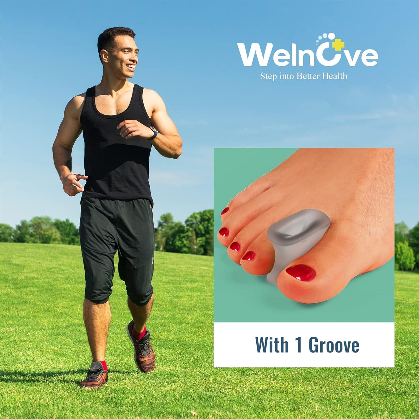 Welnove 12-Pack Gel Toe Separators – Bunion Pads – Toe Spacers for Straightening Overlapping Toes for Men and Women - Transparent