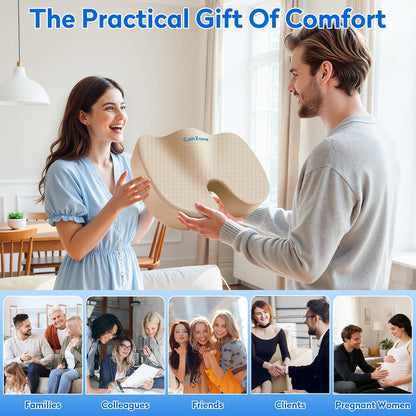 CushZone Seat Cushion - Memory Foam Office Chair Cushion for Sciatica, Tailbone & Back Pain Relief - Orthopedic Coccyx Pillow for Car, Airplane, Pregnancy & Long Sitting at Work, Black
