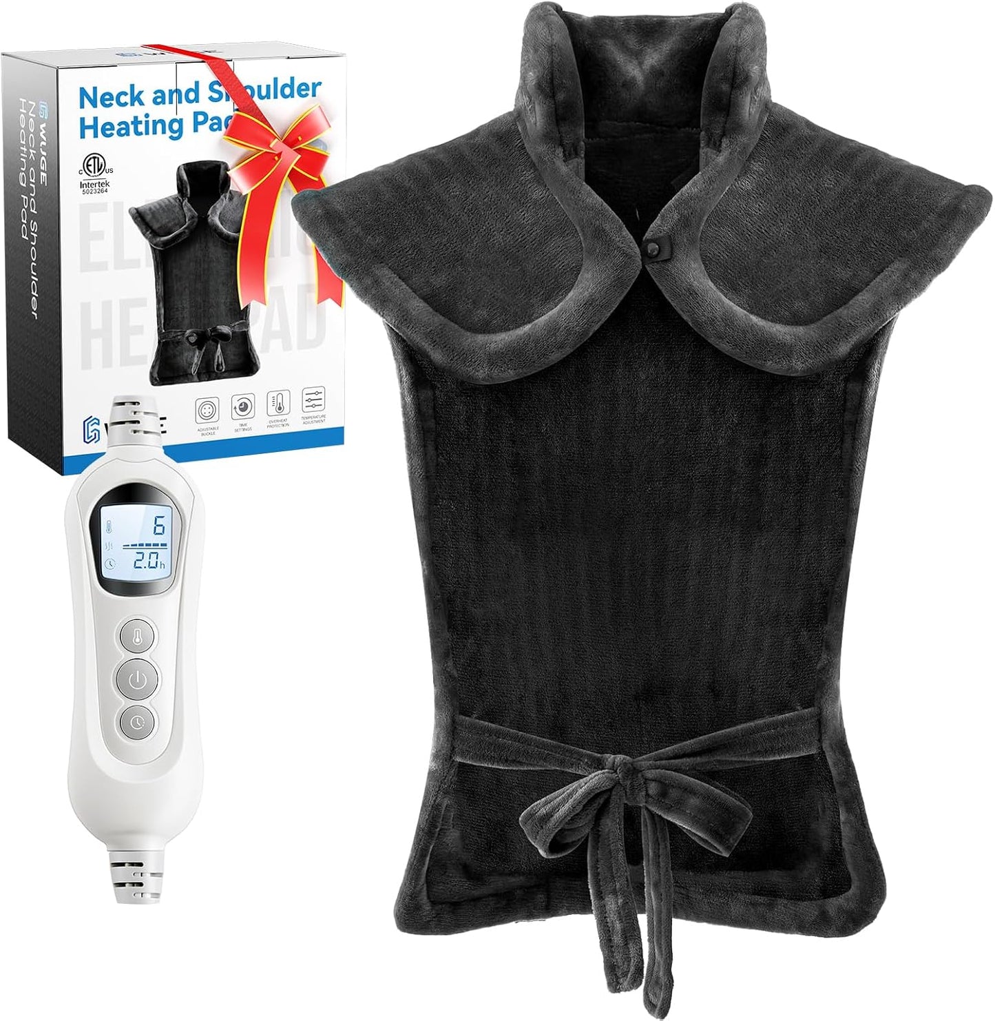 WUGE Fathers Day Dad Gifts, Heating Pad for Neck Shoulder and Back, Birthday Gift for Women Men, Deeper Pain Relief, Large Weighted Heat Pad, ETL Certified, Blue