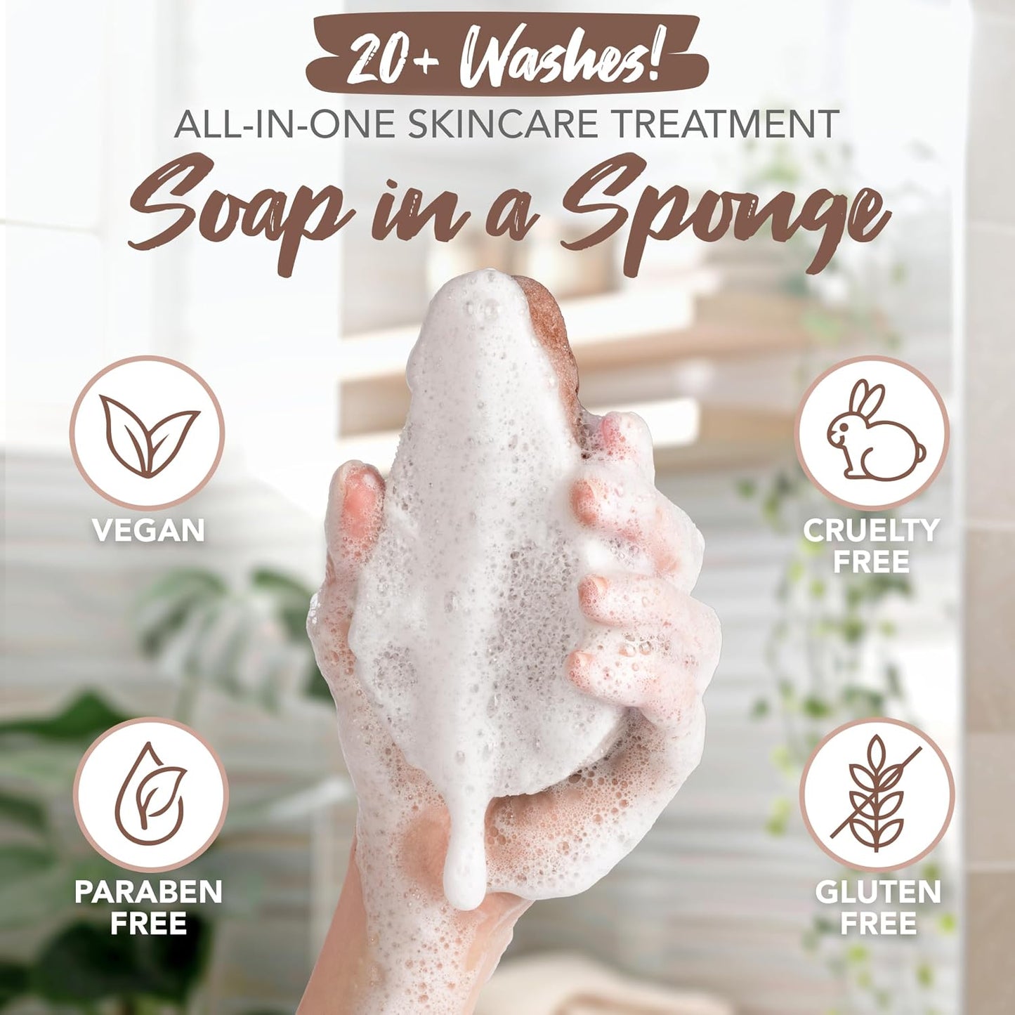 Spongeables Anti-Cellulite Body Wash in a Sponge, Moisturizer and Exfoliator, 20+ Washes