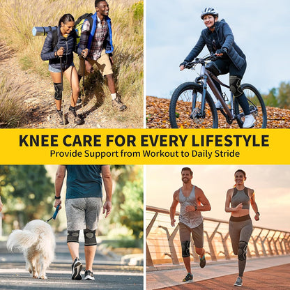CAMBIVO 2 Pack Knee Braces for Women & Men, Knee Compression Sleeves for Knee Pain Relief, Knee Support with Non-Slip Silicone, Breathable, for Running, Workout, Weightlifting & Daily Use, Arthritis Support (Black, Medium)