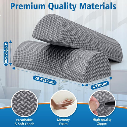 SweetSlubr Knee Pillow for Side Sleepers, Half Moon Memory Foam Bolster Pillow for Legs, Ergonomic Design Wedge Elevation Pillow for Side & Back Sleeping, Under Knee Support, Foot, Ankle, Lumbar,White
