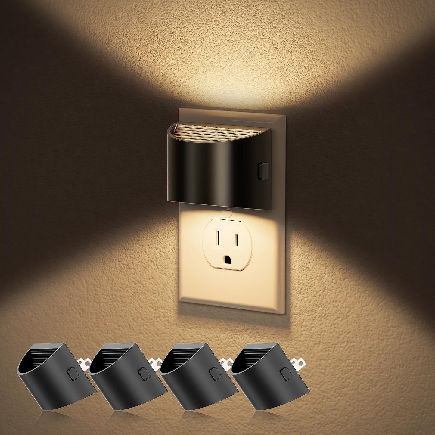 JandCase Night Light, Modern Night Lights Plug into Wall,2 Pack Dusk to Dawn Sensor Nightlight, Amber Brightness Adjustable Nightlight for Kids Bathroom Hallway Kitchen Bedroom Decor