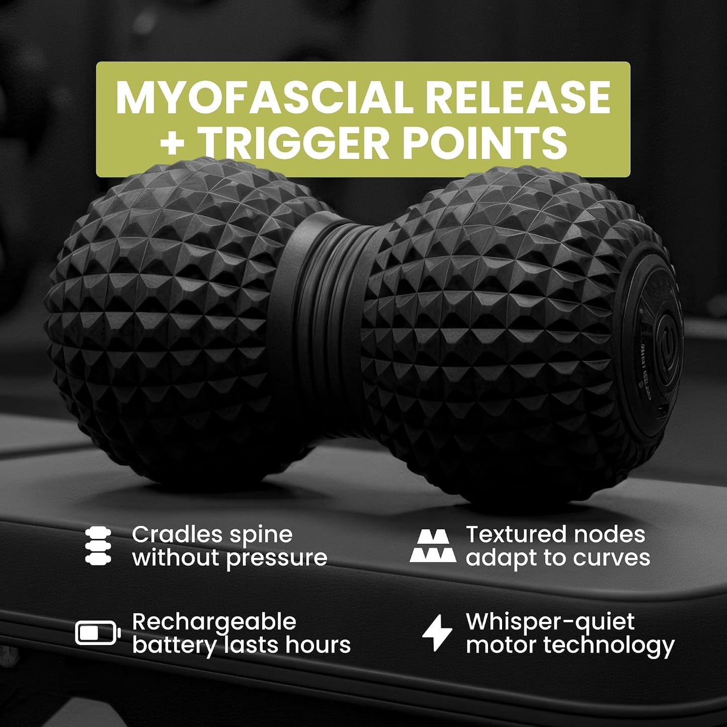 4-Speed Vibrating Peanut Massage Ball for Targeted Muscle Relaxation & Mobility Support | Textured Deep Pressure Roller | Compact & Rechargeable