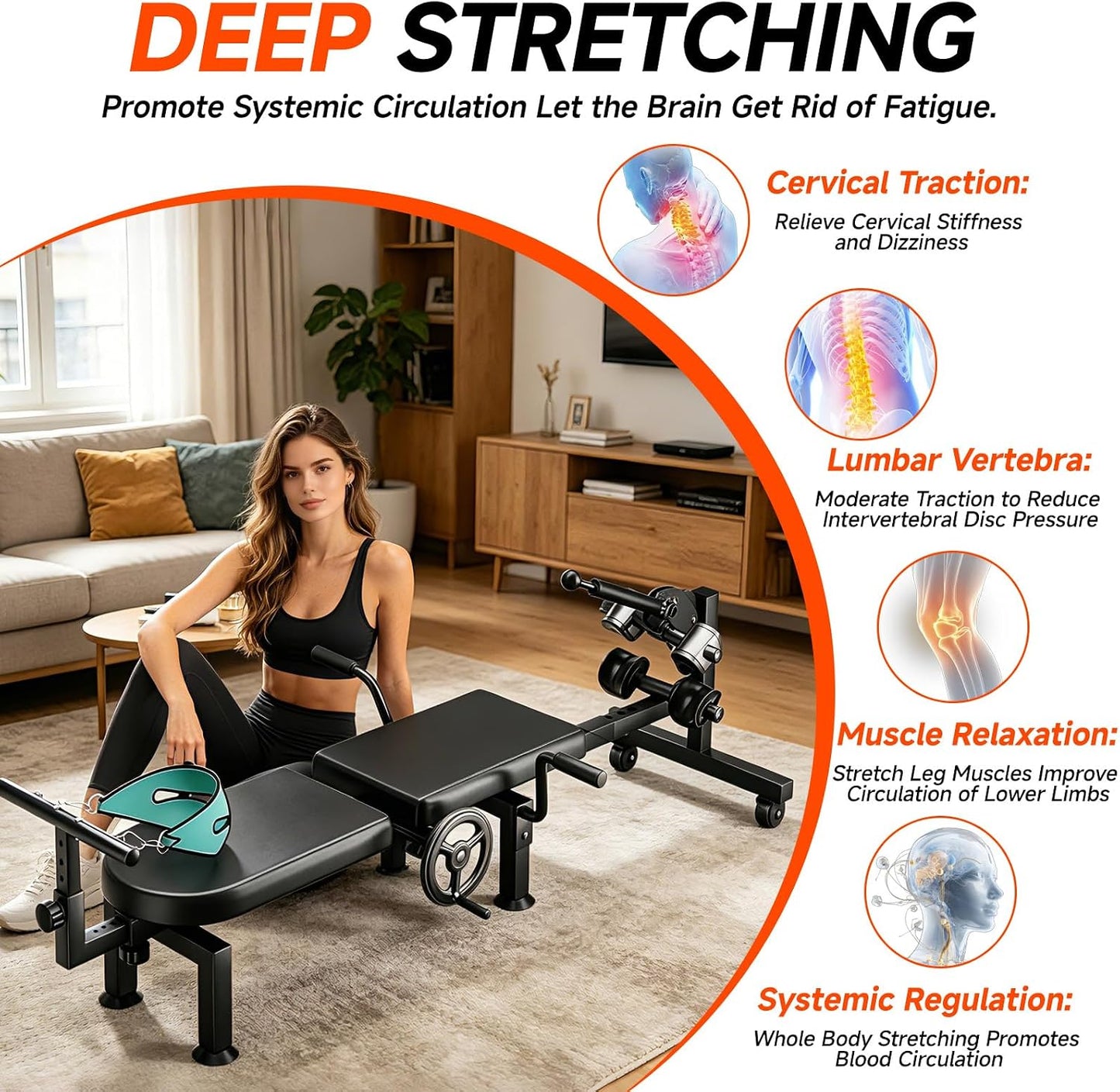 Spine Decompression Table Back Stretcher - Full Body Traction & Stretch Machine for Home Cervical Traction Lumbar Stretching, Flexibility Training, Mobility Support