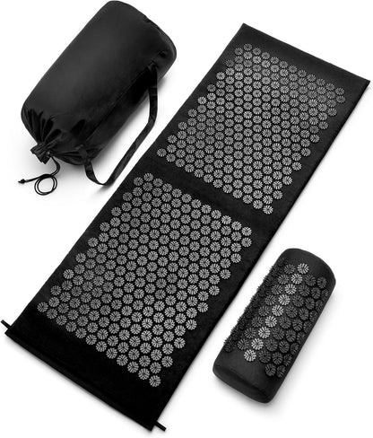 Sivan Health and Fitness Acupressure Mat and Pillow Set - Grounding Mat for Stress, Back & Neck Pain - Acupuncture Point Massage Mat for Muscle Relaxation, Sciatica, & Meditation - Includes Carry Bag
