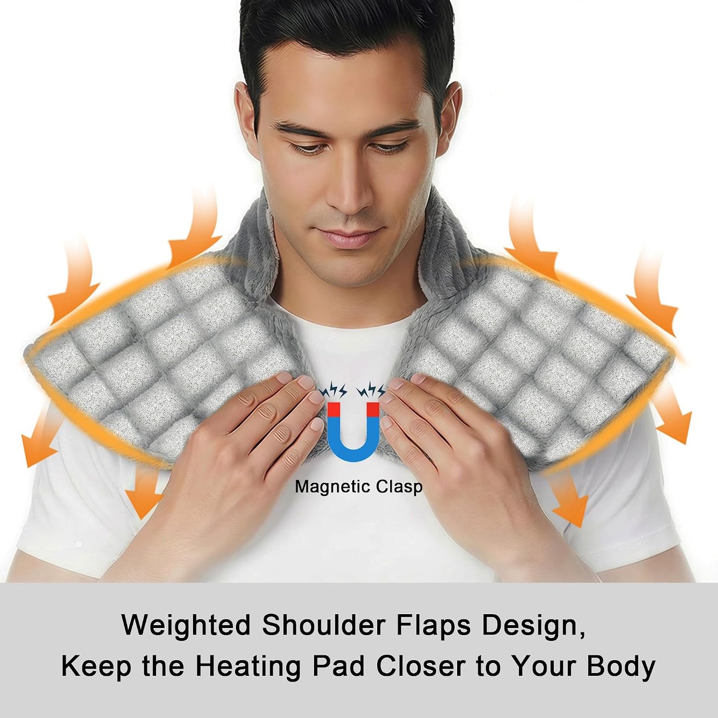 Weighted Heating Pad for Back Neck and Shoulder, 24"x37" Extra Large Electric Heated Wrap for Back Pain Relief with 12 Heat Setting and 8 Auto Shut Off, Stay on Function Hot Heated Pad