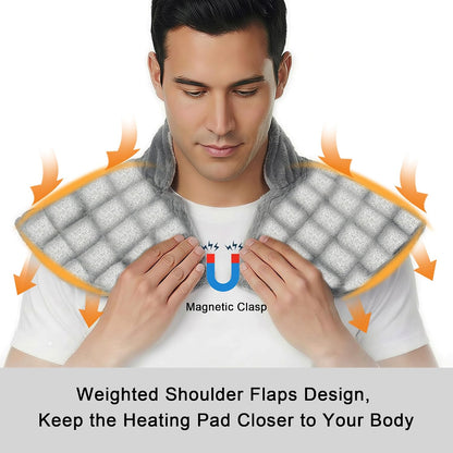 Weighted Heating Pad for Back Neck and Shoulder, 24"x37" Extra Large Electric Heated Wrap for Back Pain Relief with 12 Heat Setting and 8 Auto Shut Off, Stay on Function Hot Heated Pad