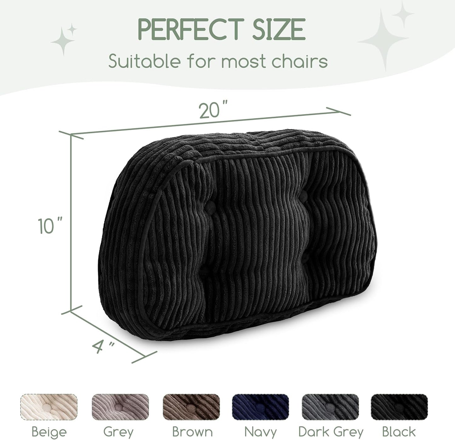 HIGOGOGO Lumbar Support Pillow for Recliner Chair/Accent Chair/Couch/Office Chair, Tufted Corduroy Back Support Cushion for Elderly, Recliner Cushions for Back Rest, Pain Relief, Reading, Brown