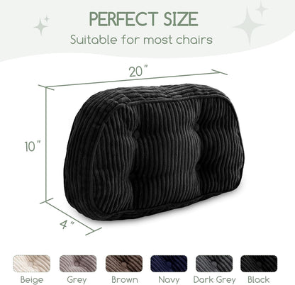 HIGOGOGO Lumbar Support Pillow for Recliner Chair/Accent Chair/Couch/Office Chair, Tufted Corduroy Back Support Cushion for Elderly, Recliner Cushions for Back Rest, Pain Relief, Reading, Brown