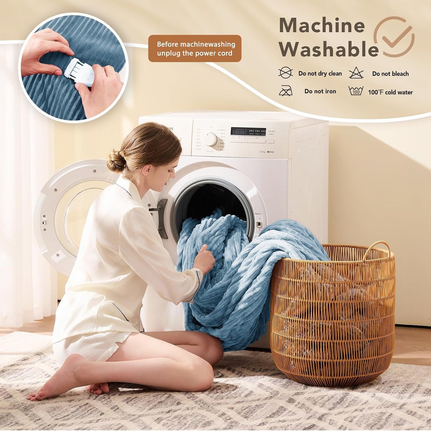 Homemate Heated Blanket Electric Throw - 50"x60" Heating Blanket Throw 1/2/4/6/8 Hours Auto-Off 10 Heat Levels Over-Heat Protection Soft Flannel Sherpa Heater ETL Certification