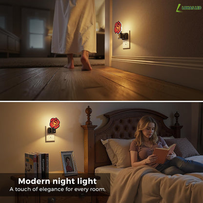 L LOHAS LED Night Lights Plug into wall, Amber Night Light with Adjustable Brightness, Plug in NightLight with Auto Light Sensor, Wall Sconce-Style Design Night Light for Bathroom,Hallway, 2 Pack