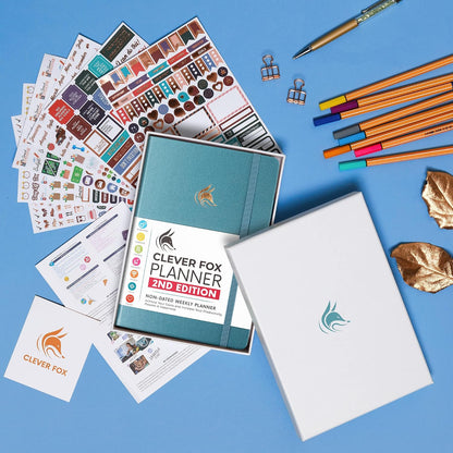 Clever Fox Planner 2nd Edition – Colorful Weekly & Monthly Goal Planner, Time Management & Productivity Organizer, Undated, A5 (Dark Teal)