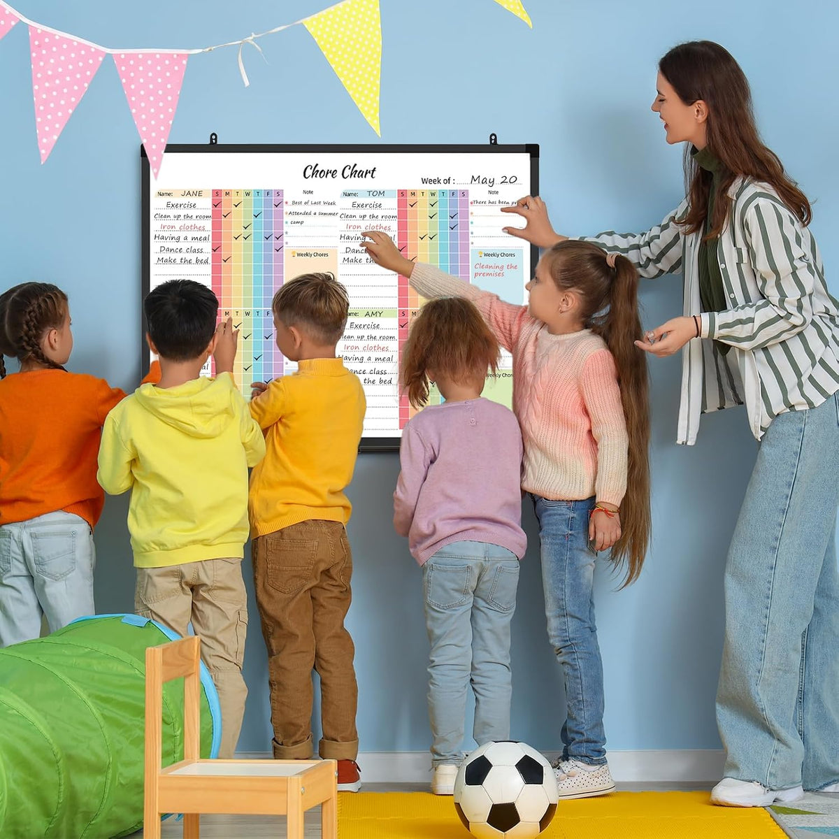 Lockways 36" x 24" Magnetic Chore Chart Board, Dry Erase Board