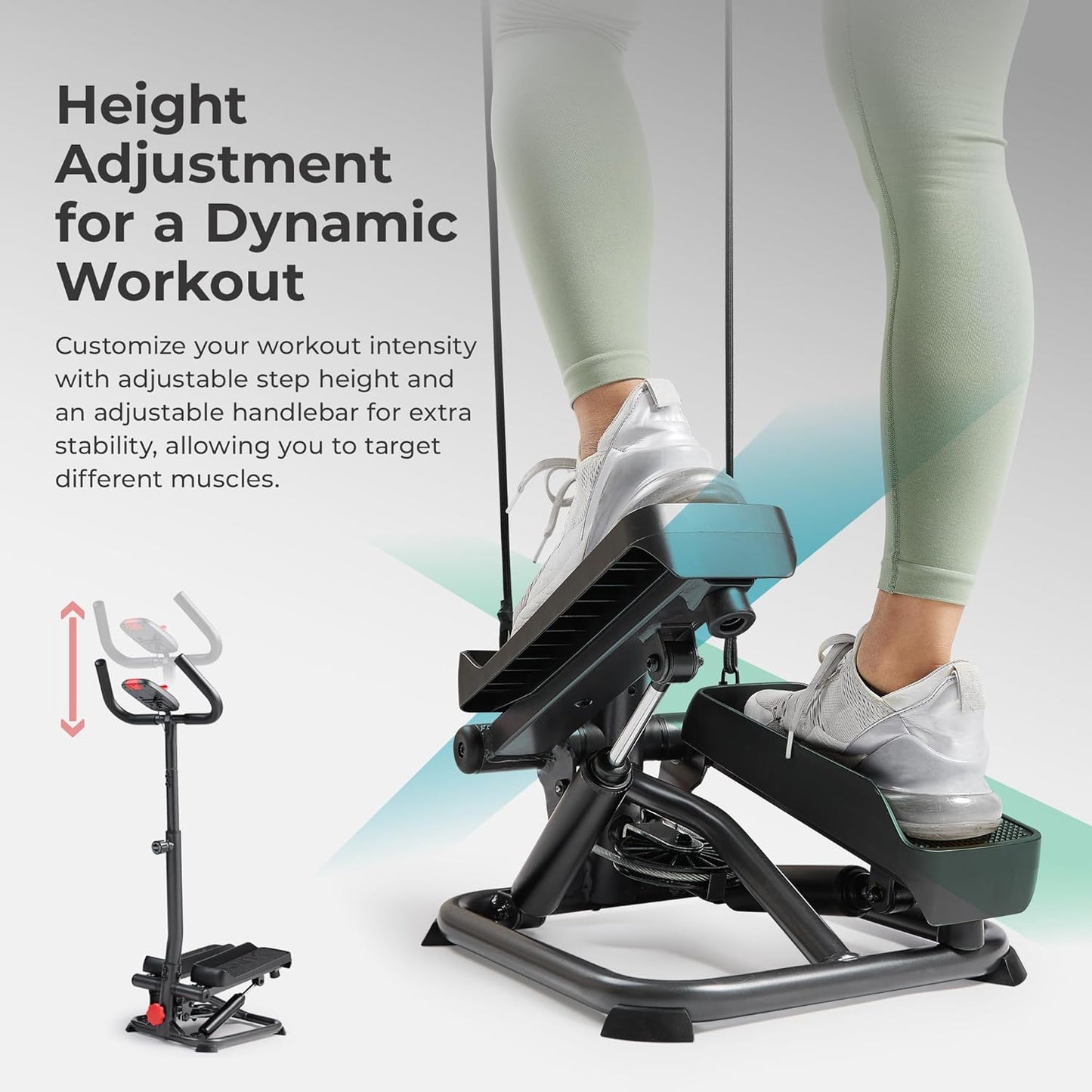 Sunny Health & Fitness Smart Stair Stepper w/Handlebar & Resistance Bands
