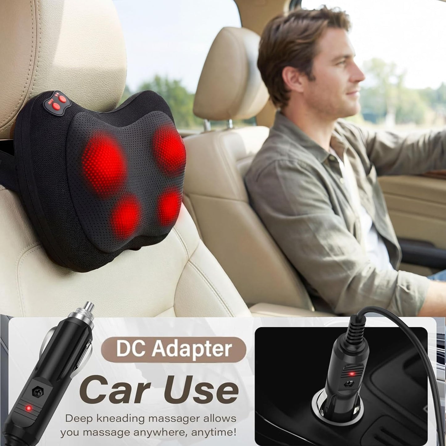 Papillon Back Massager with Heat,Shiatsu Pillow for Body Pain Relief Gray