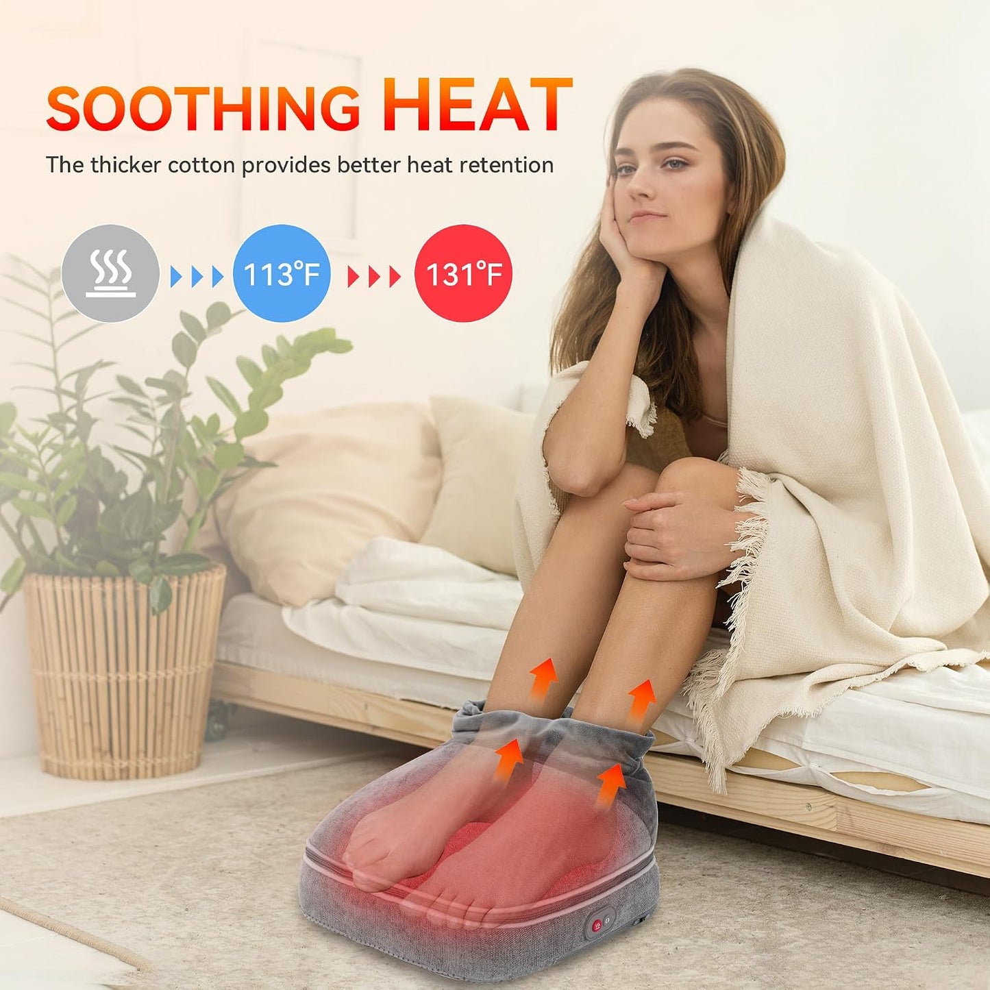 Snailax 2-in-1 Shiatsu Foot and Back Massager with Heat - Kneading Foot Warmer, Electric Feet Massage, Massagers for Back,Leg, Fathers Day Gift for Dad Men Women