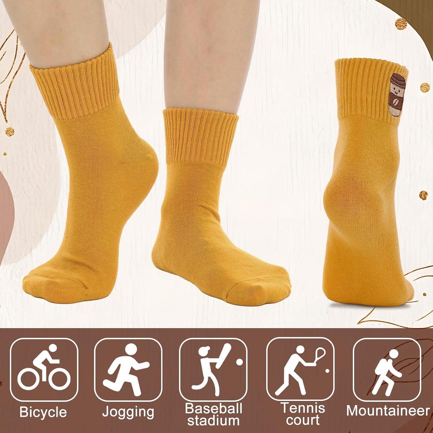 Eurzom 10 Pairs Socks Womens Crew Elastic Ankle Length Cotton Socks Aesthetic Cute Lightweight Low Cut Gifts for Women - Colors B