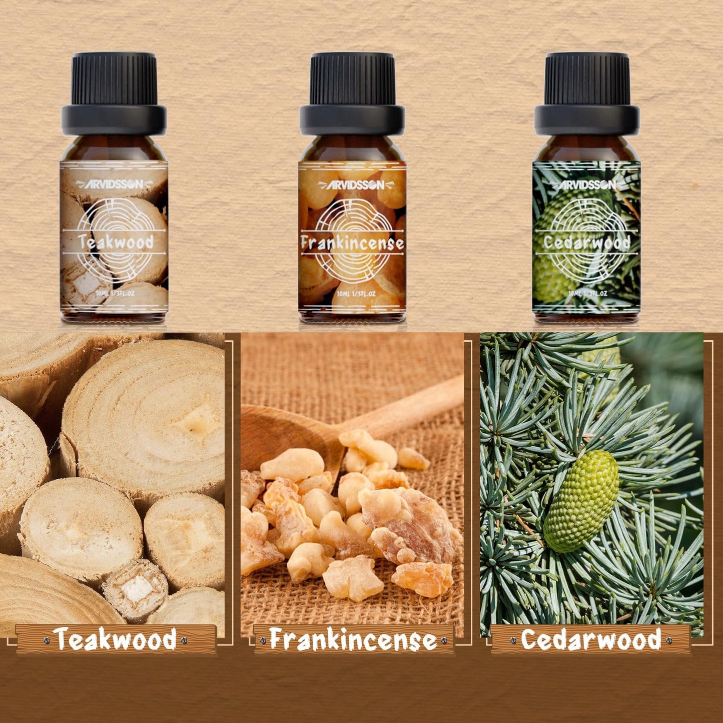 ARVIDSSON Floral Essential Oils Set, Natural Flower Essential Oil Gift for Women - Rose, Gardenia, Cherry Blossom, Honeysuckle, Lilac, Blue Lotus, Scented Oil for Diffuser, Valentines Day Gift for Her