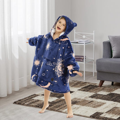 THREE POODLE Wearable Blanket Hoodie for Women, Oversized Sherpa Sweatshirt Blanket for Adults Men, Cozy Hooded Blankets, Gifts for Teen Girls Women Mom Sister