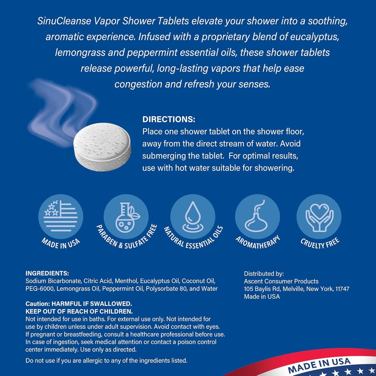 SinuCleanse Vapor Shower Steamers XL Tablets, Eucalyptus & Mint, 12 Pack