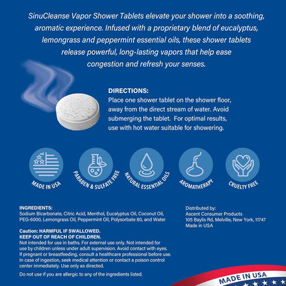 SinuCleanse Vapor Shower Steamers XL Tablets, Eucalyptus & Mint, 12 Pack