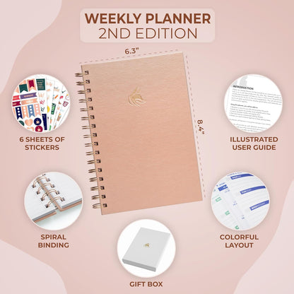 Clever Fox Planner 2nd Edition – Colorful Weekly & Monthly Goal Planner, Time Management & Productivity Organizer, Undated, A5 (Dark Teal)