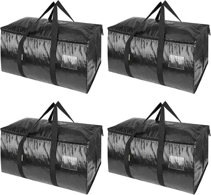 BALEINE Oversized Moving Bags with Reinforced Handles, Heavy-Duty Storage Tote for Clothes, Moving Supplies (Clear)