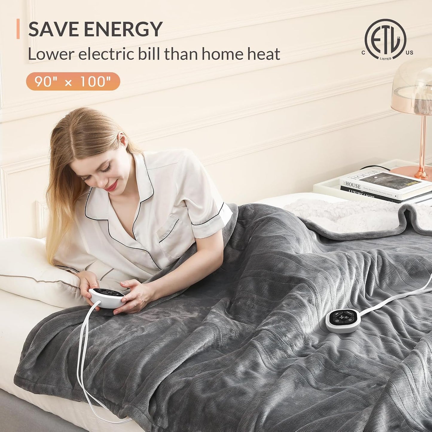HOMLYNS LuxeHeat Heated Blanket Electric Blanket, Soft Flannel Sherpa Heated Throw, Heating Blanket with 5 Heat Settings, 3 hrs Timer Auto Shut Off (50x60 inches, Purple), Only for 120V Voltage Use