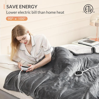 HOMLYNS LuxeHeat Heated Blanket Electric Blanket, Soft Flannel Sherpa Heated Throw, Heating Blanket with 5 Heat Settings, 3 hrs Timer Auto Shut Off (50x60 inches, Purple), Only for 120V Voltage Use