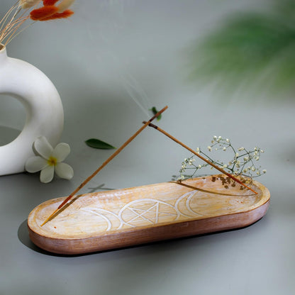 Incense Holder-Incense Burner/Ash Catcher-Handmade Wooden Insence Tray Home Decor 11x4x1.2 Inches