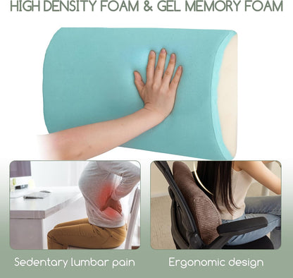 HIGOGOGO Lumbar Support Pillow for Recliner Chair/Accent Chair/Couch, Memory Foam Back Support Cushion for Elderly, Recliner Cushions for Back Rest, Pain Relief, Reading, Washable Cover, Dark Grey