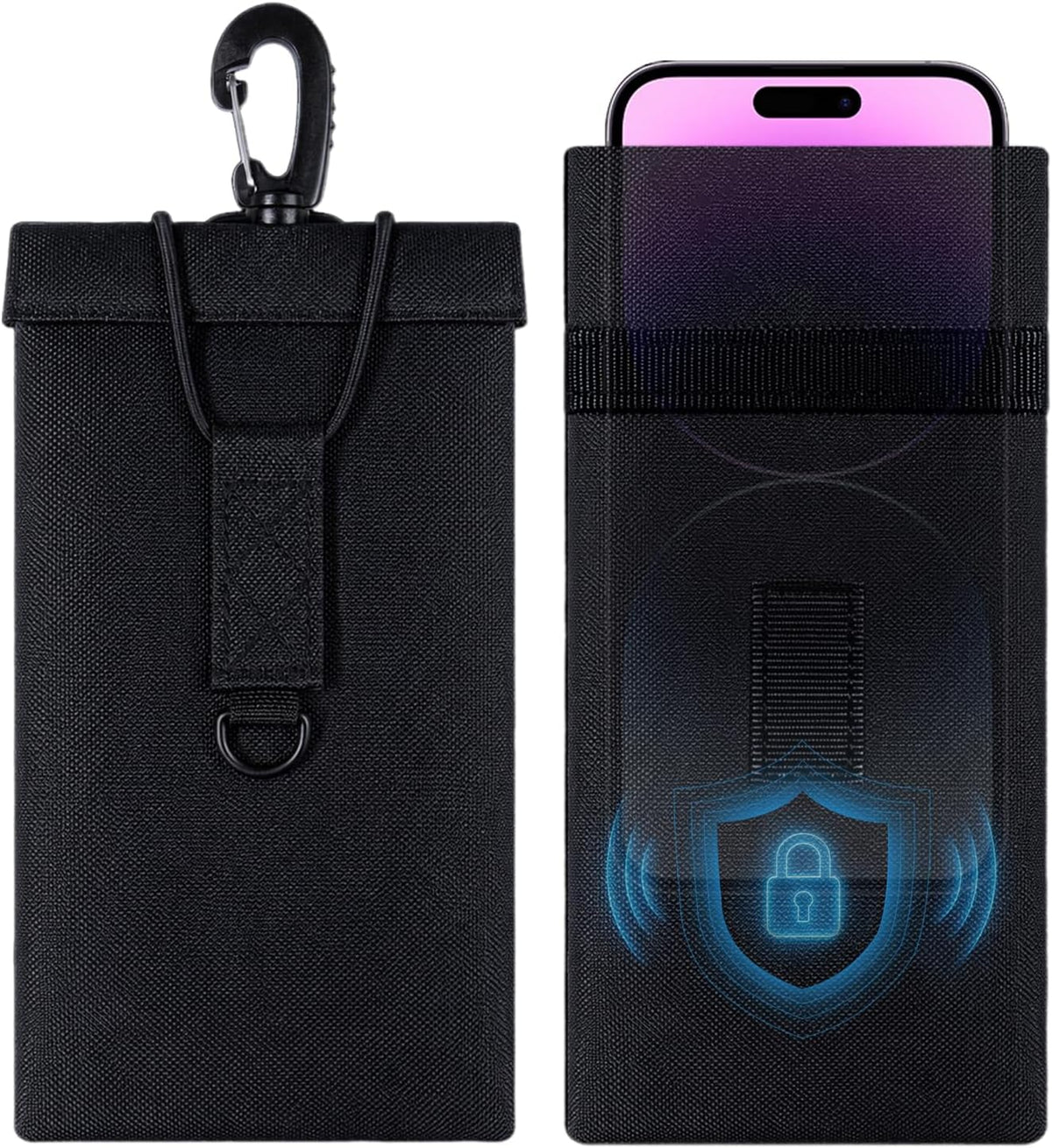 Faraday Bags for Phones & Car Keys, Large, 2 Pack, Black