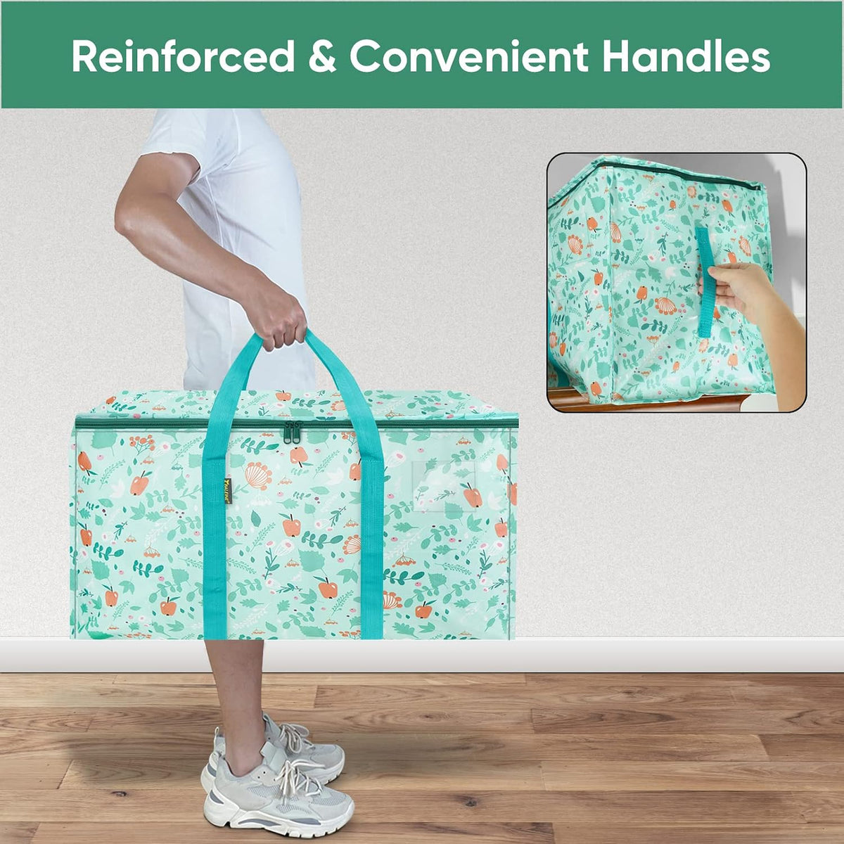 BALEINE Oversized Moving Bags with Reinforced Handles, Heavy-Duty Storage Tote for Clothes, Moving Supplies (Clear)